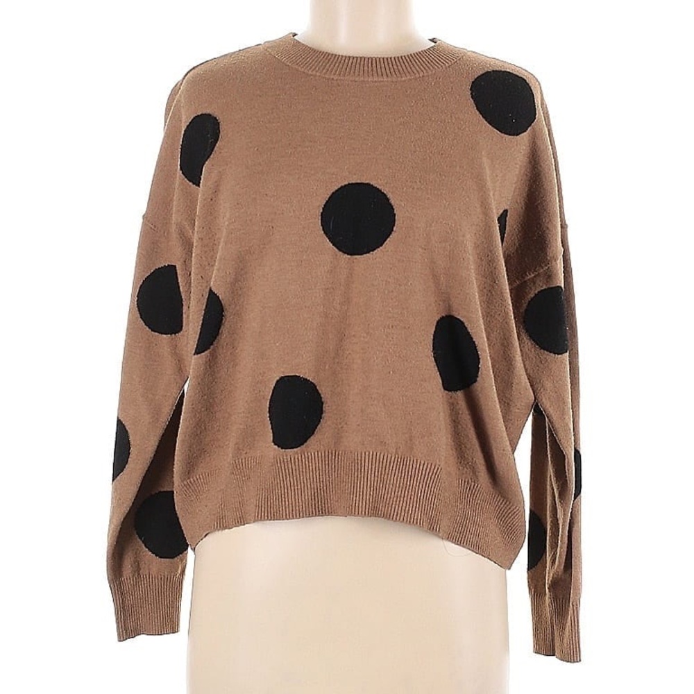 T Tahari Polka Dot Sweater - Tan and Black